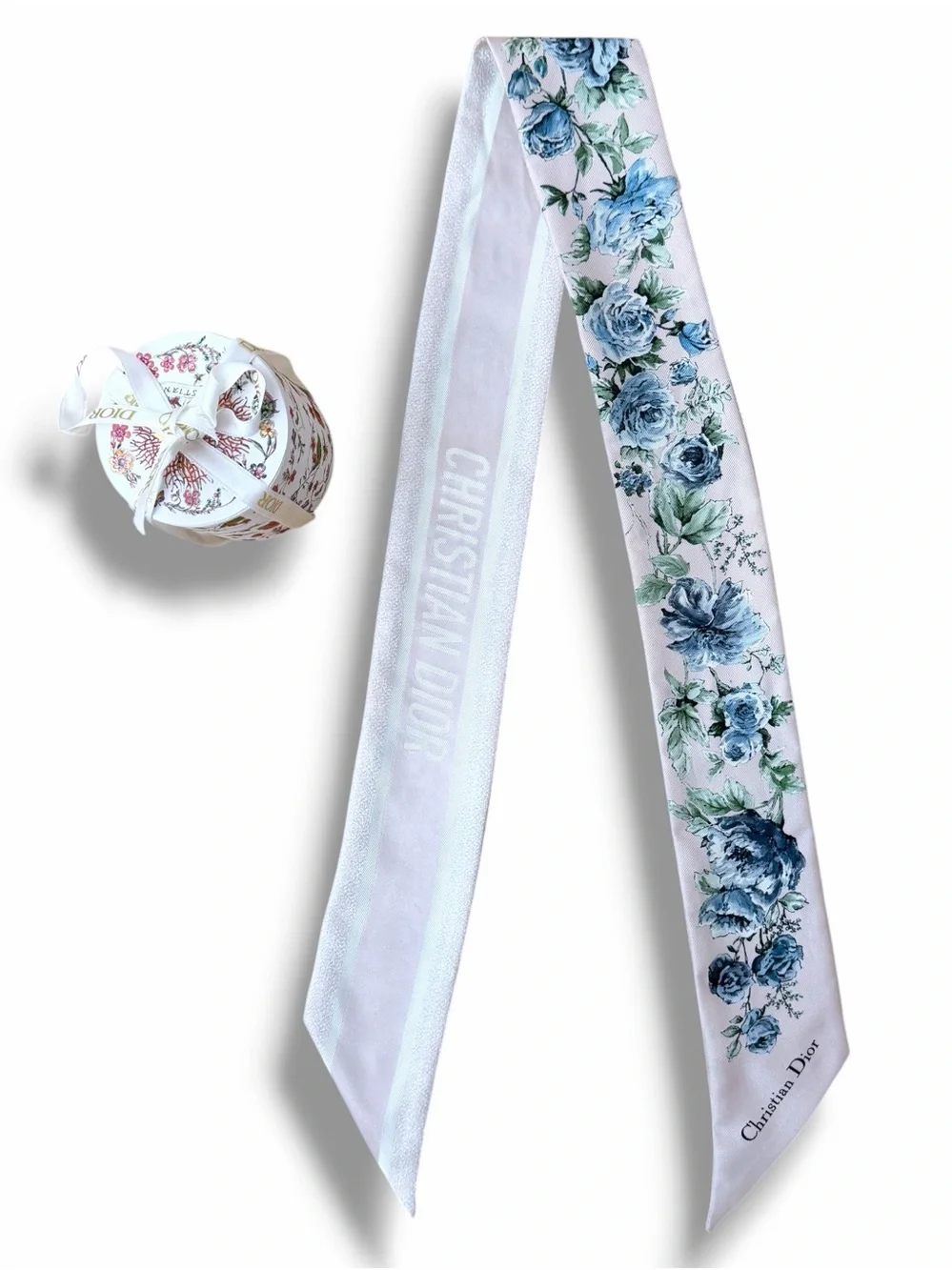 Christian Dior Granville Mitzah Silk Scarf Pink Blue Floral Pietro Ruffo W/ Box